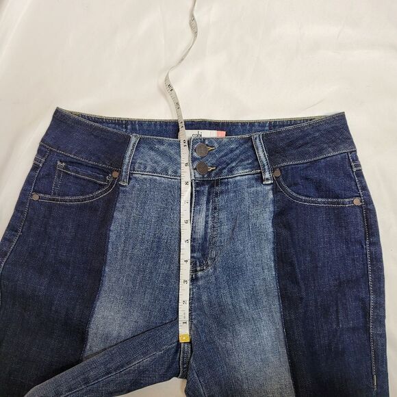 CABI #6281 two tone high low mid rise crop raw‎ hem jeans 10 - Picture 10 of 11